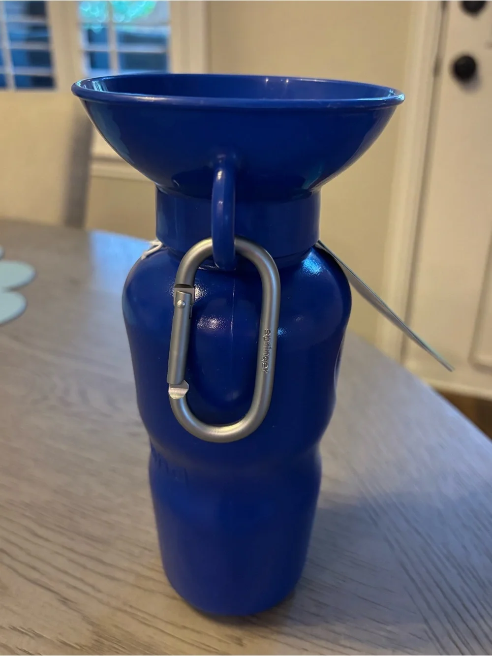 NWT Springland Springer Blue Dog Travel Water Bottle with Built-In Bowl 22 oz